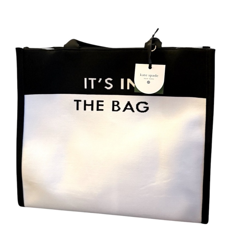 NEW Kate Spade x Target Black & White Canvas Tote - "IT'S IN THE BAG" - Picture 5 of 7